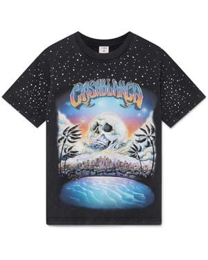 Casablanca Paris La Prémonition Crystal Embellished Short Sleeve T-Shirt, By - Blue