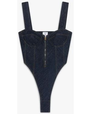 Casablanca Paris Denim Bodysuit, By - Blue