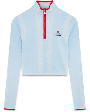 Casablanca Paris Ski Merino Base Layer Crop Top - Blue