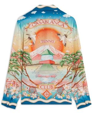 Casablanca Paris Chemise À Manches Longues En Soie Tennis Club - Blue