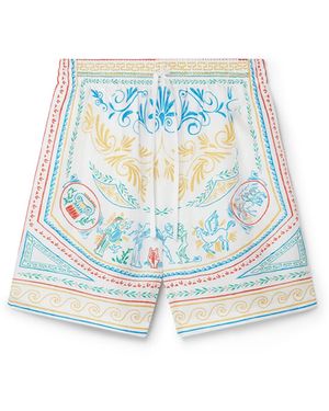 Casablanca Paris Crayon Vase Silk Shorts, By - White