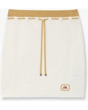 Casablanca Paris Lace Tuck Stitch Mini Skirt, By - Natural
