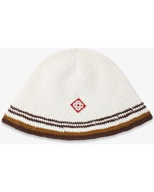 Casablanca Paris Stripe Crochet Hat, By - White