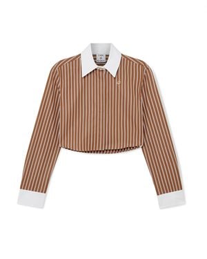 Casablanca Paris Chemise Courte À Manches Longues Et Rayures - Brown