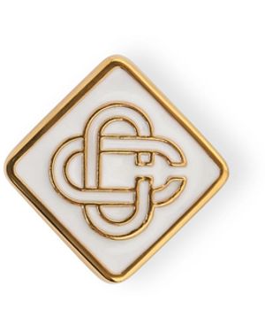 Casablanca Paris Clous D'Oreilles À Logo Monogramme - Blanc