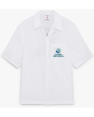 Casablanca Paris Embroidered Short Sleeve Shirt, By - White