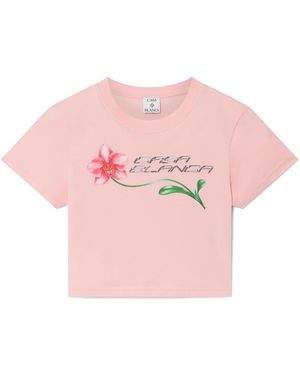Casablanca Paris T-Shirt Court À Logo Orchidée - Pink