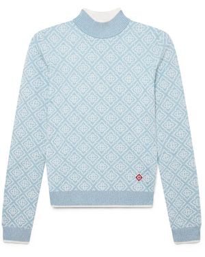 Casablanca Paris Ski Monogram High Neck Top, By - Blue