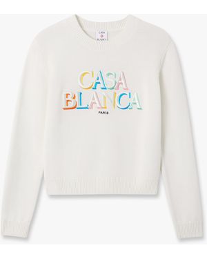 Casablanca Paris Cream Stacked Logo Jumper, By - White