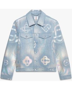 Casablanca Paris Pearlescent Monogram Denim Jacket, By - Blue