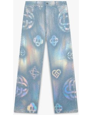 Casablanca Paris Pearlescent Monogram Baggy Denim Jeans, By - Blue