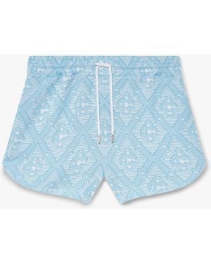 Casablanca Paris Pale And Jacquard Shorts, By - Blue