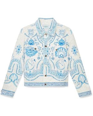 Casablanca Paris Plat A Dessert Blanc Classic Denim Jacket, By - Blue