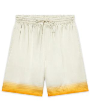 Casablanca Paris Panoramique Silk Satin Shorts, By - White