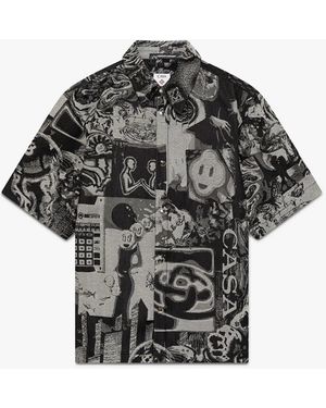 Casablanca Paris Chemise À Manches Courtes En Jean Rave Collage - Black