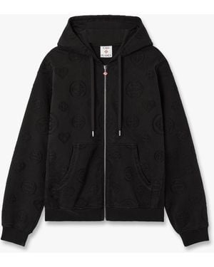 Casablanca Paris Applique Monogram Zip-Up Hooded Sweatshirt, By - Black