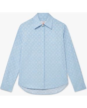 Casablanca Paris Monogram Short Sleeve Shirt, Size By - Blue