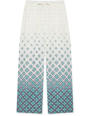 Casablanca Paris Gradient Monogram Linen Pants, By - Blue