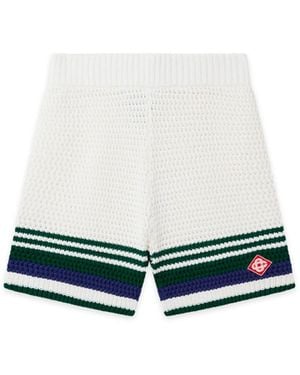 Casablanca Paris Tennis Crochet Shorts - White