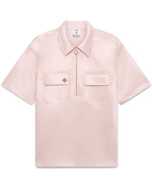 Casablanca Paris Chemise À Manches Courtes Et Fermeture Éclair Partielle En Satin - Pink