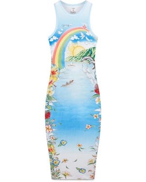 Casablanca Paris Robe Longue Aloha - Blue