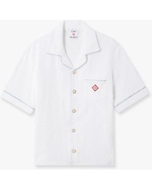 Casablanca Paris Towelling Monogram Short Sleeve Shirt - White