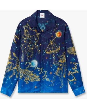 Casablanca Paris Astrology Long Sleeve Silk Shirt, By - Blue