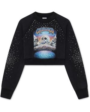 Casablanca Paris Sweat-Shirt Court Orné De Cristaux La Prémonition - Blue