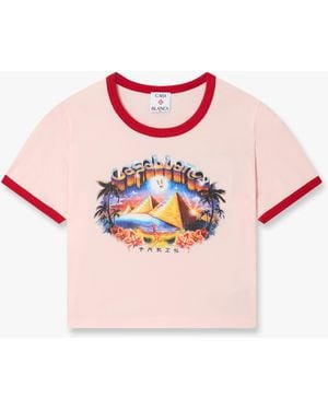 Casablanca Paris Pyramid Tourism Cropped Baby Short Sleeve T-Shirt, By - Pink