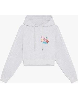 Casablanca Paris Sweat-Shirt Court À Capuche Gris Brodé - White