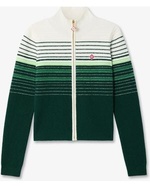 Casablanca Paris Boucle Stripe Zip-Up Track Jacket, By - Green