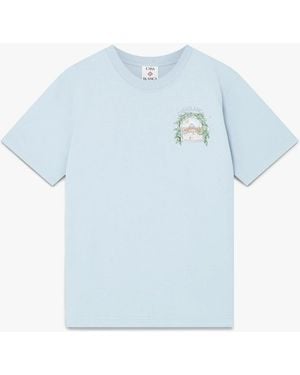 Casablanca Paris Pale Casa L'Arche Tennis Short Sleeve T-Shirt, By - Blue