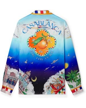 Casablanca Paris Les Dimensions Silk Shirt, By - Blue