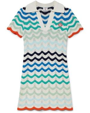 Casablanca Paris Robe Mini En Crochet À Motif Vagues Dégradées - Blue