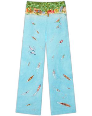 Casablanca Paris Maison Sur Piloti Straight Leg Trousers, Size By - Blue