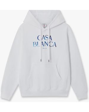 Casablanca Paris Meduse Stacked Logo Hooded Sweatshirt, By - White
