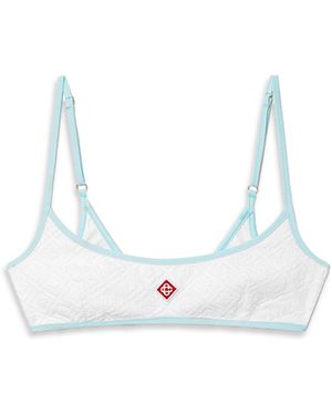 Casablanca Paris Jacquard Monogram Bikini Top, By - White