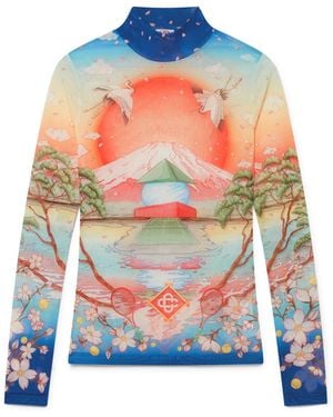 Casablanca Paris Tennis Club Mesh Long Sleeve Top, By - Blue