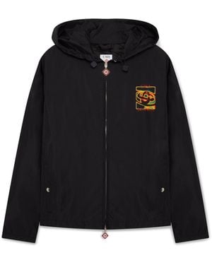 Casablanca Paris Heat Map Ripstop Hooded Jacket, By - Black