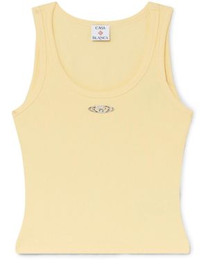 Casablanca Paris Pale Ribbed Tank Top, By - Natural