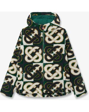Casablanca Paris Check Monogram Fleece Jacket, By - Green