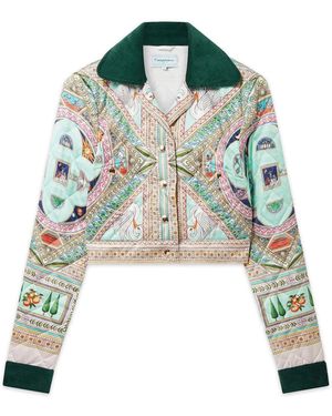 Casablanca Paris Le Labyrinthe Quilted Cropped Jacket - Green