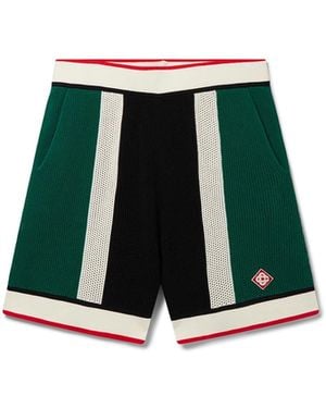 Casablanca Paris Short En Maille Filet À Rayures - Green