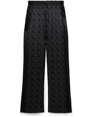 Casablanca Paris Heart Monogram Pajama Silk Pants, By - Black