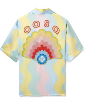 Casablanca Paris Casa Shell Wave Silk Shirt, Size By - White
