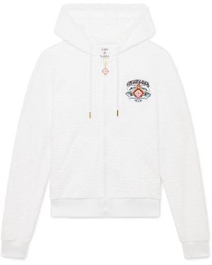 Casablanca Paris Waves Monogram Towelling Zip-Up Hooded Sweatshirt, By - White