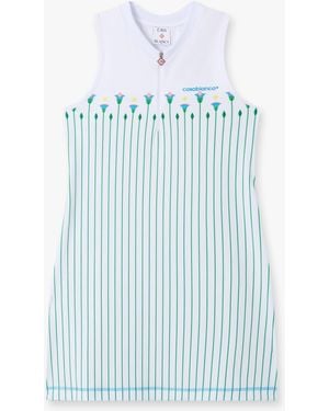 Casablanca Paris Floral Stripe Sporty Tennis Mini Dress - Blue