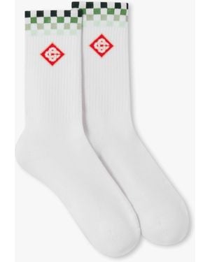 Casablanca Paris Checkers Crew Socks, By - White