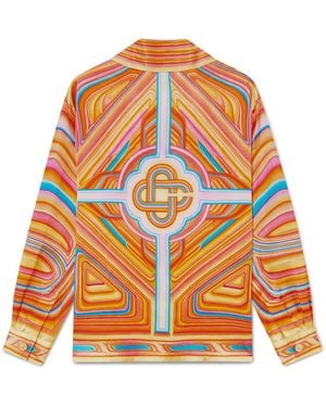 Casablanca Paris Chemise À Manches Longues En Soie Low Rider - Orange