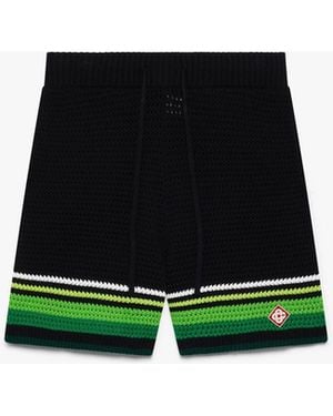 Casablanca Paris Short En Crochet Noir Et Vert À Rayures - Black